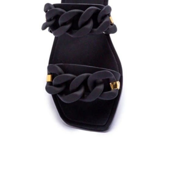 !! NEW !! Jelly Slide Sandals with Chain Detail in Matte Black - Picture 6 of 11